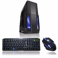 cit storm black atx case blue led front fan keyboard amp mouse set