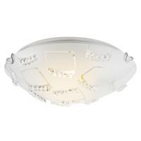 Circular Glass Ceiling Light with Rows of Crystal Droplets