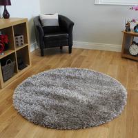 Circular Non Shed Light Brown Super Shine Shaggy Rugs For Living Room 134cmx134cm (4ft 4\