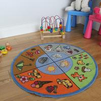 Circle Four Seasons Educational Large Round Kids Rug - 80cm Circle