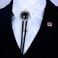 Circular Agate Stone Bolo Tie Artificial Sapphire Men Bola Tie Necktie