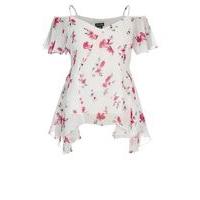 city chic white floral hanky hem top white