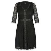 City Chic Black Lace Sleeve Dress, Black