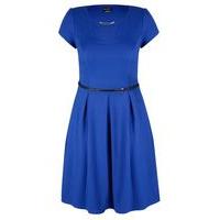 city chic blue skater dress with belt cobalt