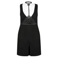 City Chic Monochrome Harness Belt Dress, Black