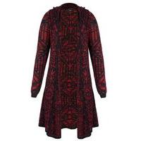 City Chic Red Aztec Cardigan, Red