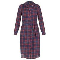 city chic longline check shirt dress red