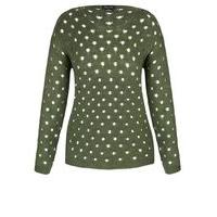 City Chic Olive Spot Top, Olive