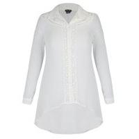 City Chic Ivory Lace Insert Shirt, Ivory