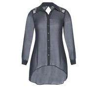 city chic grey sheer shirt dark grey