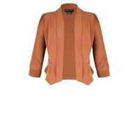 City Chic Brown Cropped Blazer, Mid Brown