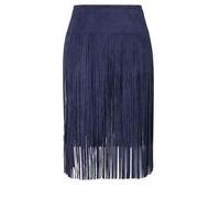 City Chic Navy Blue Fringed Skirt, Indigo