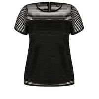 city chic black stripe mesh top black