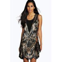 Ciara All Over Embellished Shift Dress - pewter