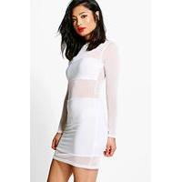 Cindy Mesh Panel Bodycon Dress - cream