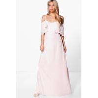 Cicely Chiffon Frill Maxi Dress - blush