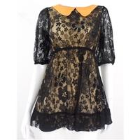 Ci Ci London Size 4 Peter Pan Collar Black Floral Lace Dress