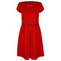 city chic red skater dress with belt red