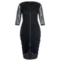 City Chic Lace Shutter Dress, Black