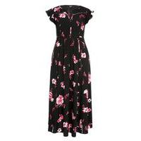 City Chic Black Floral Maxi Dress, Black