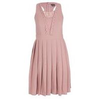 City Chic Pale Pink Eyelash Trim Dress, Pale Pink