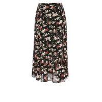 City Chic Black Floral Maxi Skirt, Black