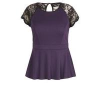 City Chic Navy Blue Lace Peplum Top, Navy