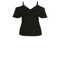 city chic black cold shoulder top black