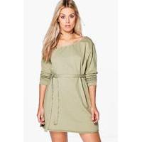 Ciara Slash Neck Sweat Jumper - khaki