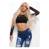 cici black lace crop top