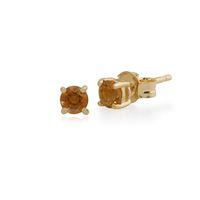 Citrine Round Stud Earrings In 9ct Yellow Gold 3.50mm Claw Set
