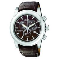 citizen eco drive mens chronograph leather strap watch