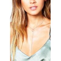 circle loop skinny plunge necklace silver