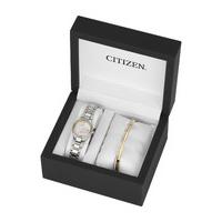 citizen eco drive ladies cubic zirconia two tone watch and bangle set
