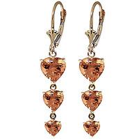 Citrine Triple Heart Drop Earrings 6.0ctw in 9ct Gold