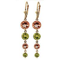 Citrine and Peridot Quadruplo Drop Earrings 7.8ctw in 9ct Gold