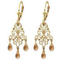 Citrine Mirage Briolette Drop Earrings 3.75ctw in 9ct Gold