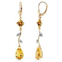 Citrine and Diamond Vine Branch Drop Earrings 3.95ctw in 9ct Gold