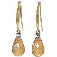 Citrine and Diamond Drop Earrings 4.5ctw in 9ct Gold