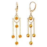 Citrine Faro Drop Earrings 3.0ctw in 9ct Gold