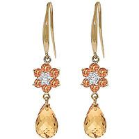 Citrine and Diamond Daisy Chain Drop Earrings 5.45ctw in 9ct Gold