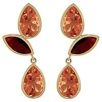 citrine and garnet petal drop earrings 130ctw in 9ct gold