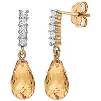 citrine and diamond stem droplet earrings 45ctw in 9ct gold