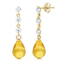 Citrine and Diamond Chain Droplet Earrings 3.0ctw in 9ct Gold