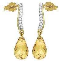 Citrine and Diamond Droplet Earrings 4.5ctw in 9ct Gold