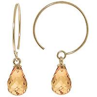 Citrine Eclipse Briolette Circle Wire Earrings 1.35ctw in 9ct Gold