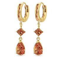 Citrine Droplet Huggie Earrings 5.62ctw in 9ct Gold