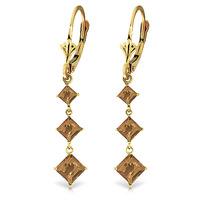 Citrine Three Stone Drop Earrings 4.79ctw in 9ct Gold