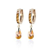 Citrine Droplet Huggie Earrings 5.35ctw in 9ct Gold