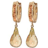 Citrine Droplet Huggie Earrings 6.85ctw in 9ct Gold